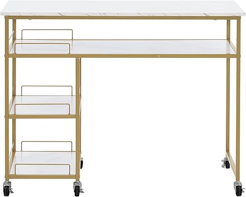 Miniatura 9 de BarberPub Mesa de uñas multifuncional con ruedas giratorias, escritorio de manicura de belleza de spa, estación de maquillaje simple moderna 2401