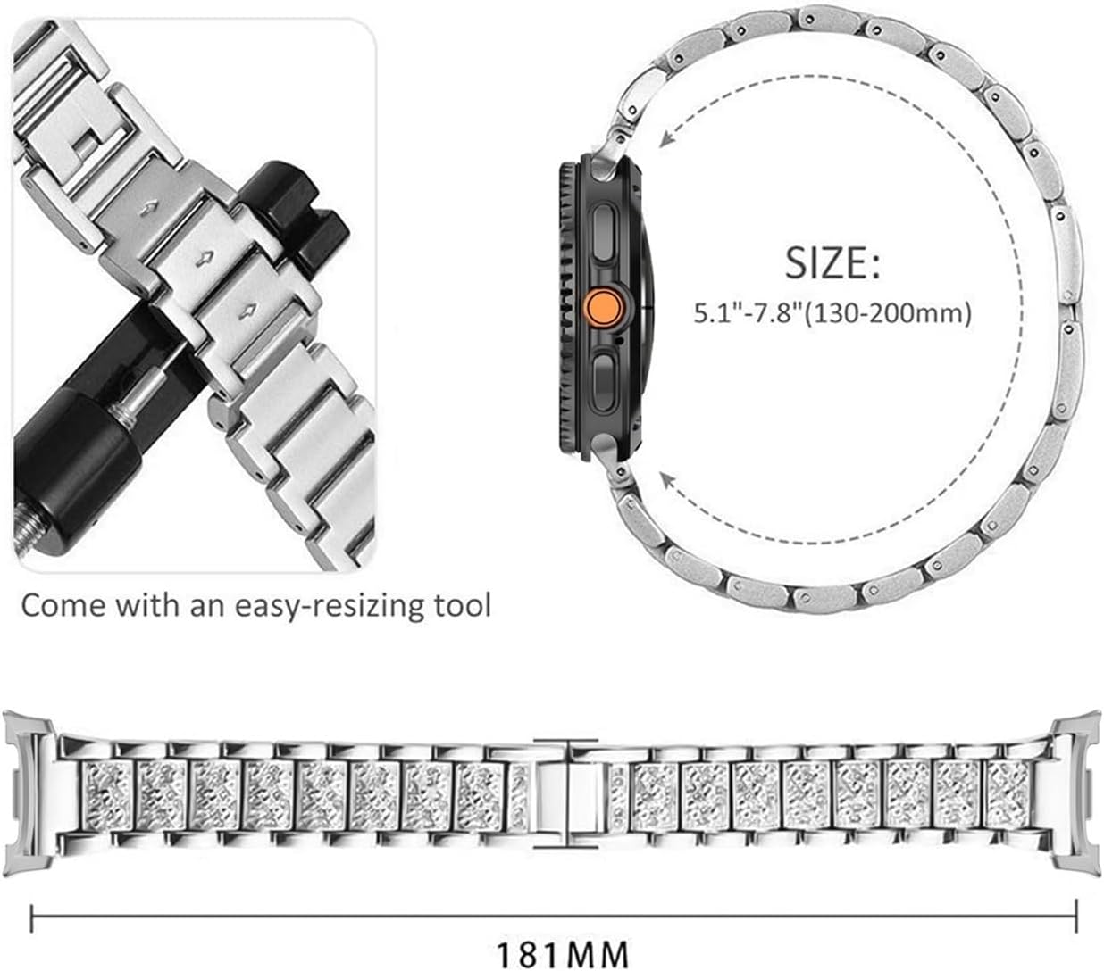 Bling Fashion Strap For Samsung Galaxy Watch 8/8classic 46mm Metal Band For Samsung Ultra 2025/7 47mm Women Bracelet Accessories
