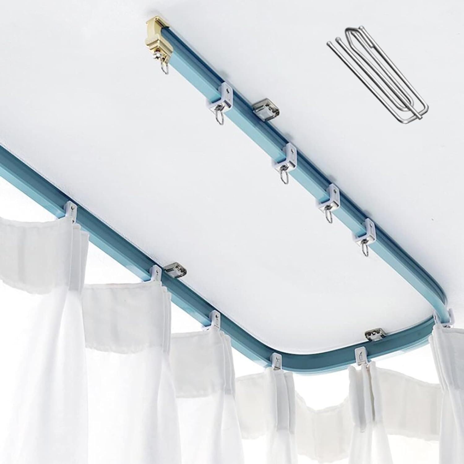 Tringle à rideaux flexible 4,5 m pour fixer vos rideaux au plafond sans bloquer les angles