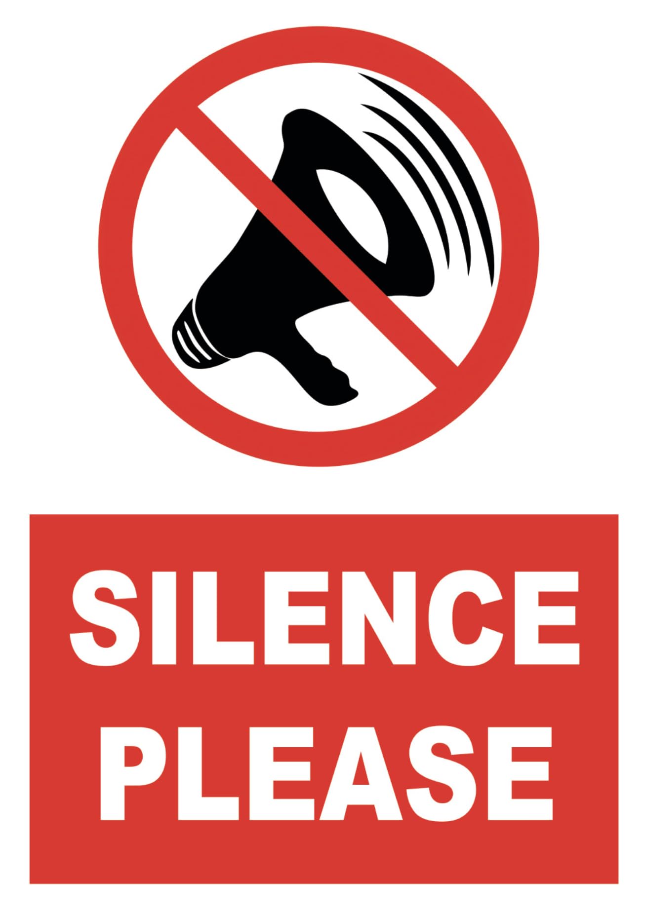 Silence Please Silence Warning Health & Safety Sign Self Adhesive Sticker A4 297mm x 210mm*