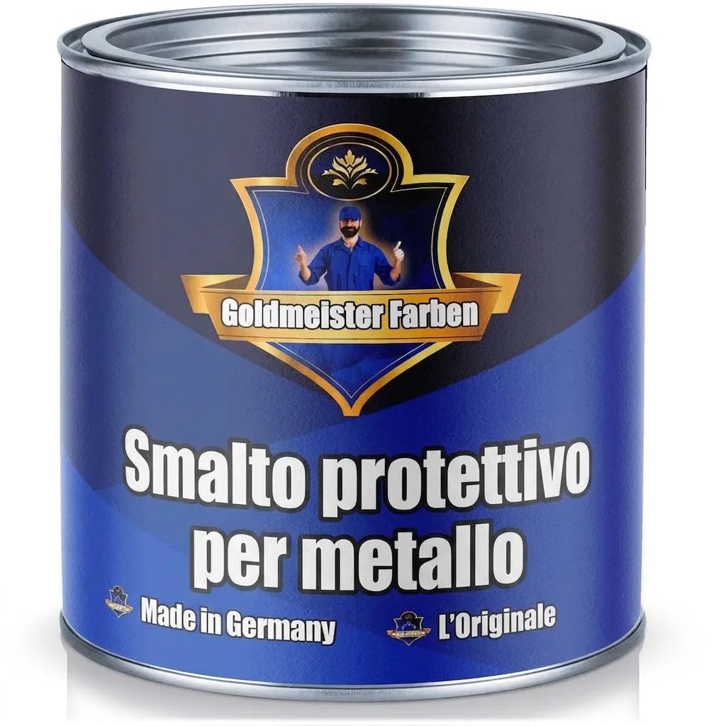 Farben vernice antiruggine 3 in 1 vernice per ferro di alta qualità 3-in-1 protezione metallo per interni ed esterni su metallo ferro zinco alluminio acciaio (1 L, Verde Foglia (RAL 6002)) Goldmeister