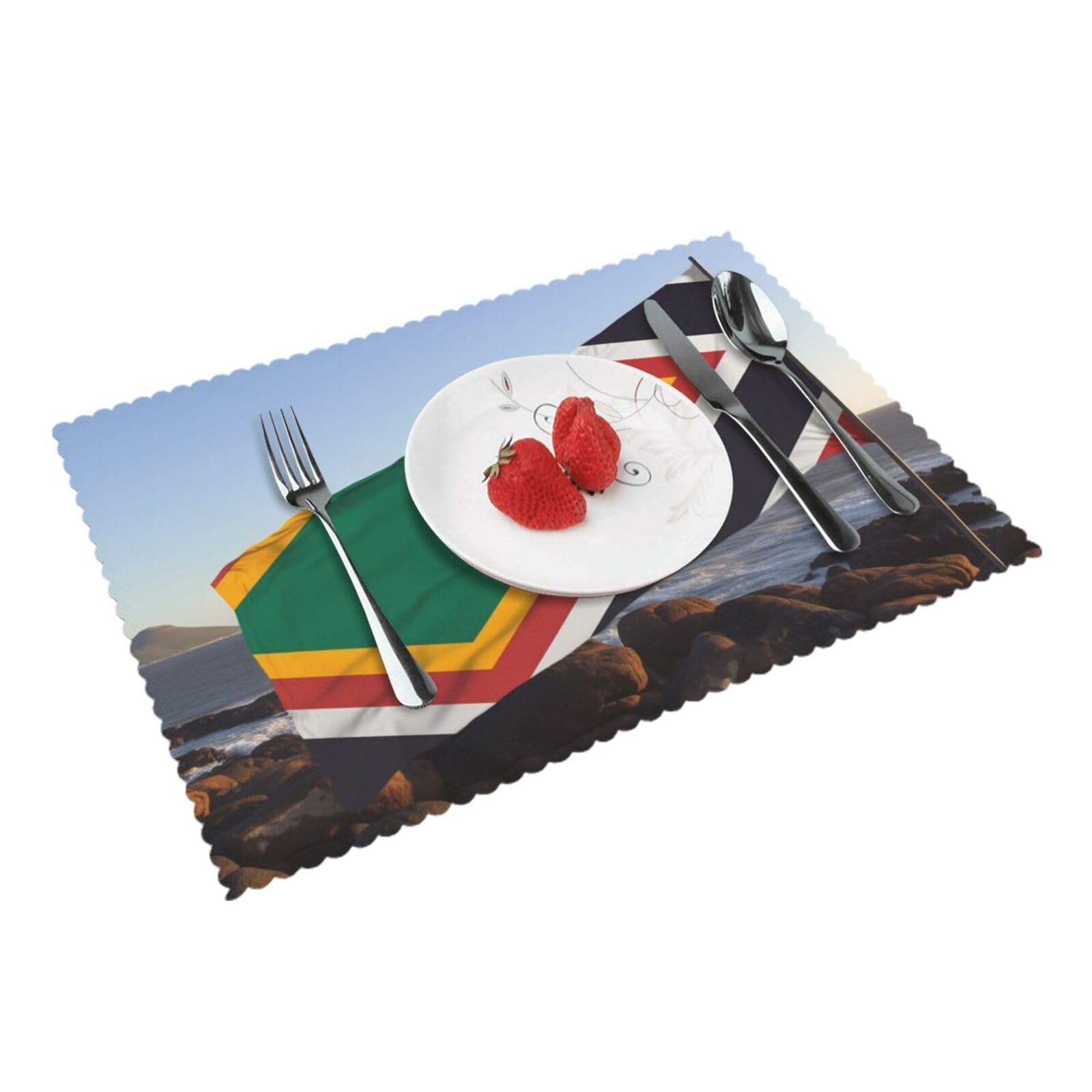South Africa Flag Printed Placemat Heat Resistant Place Mats Set of 4 PCS Washable Kitchen Table Mats, 12x18 Inch