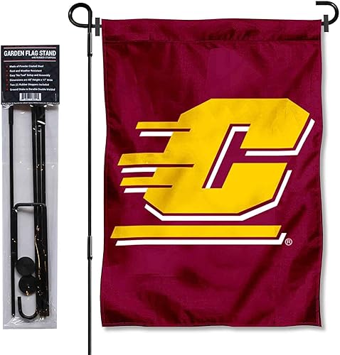 College Flags & Banners Co. Central Michigan Chippewas - Bandera de jardín con soporte para poste