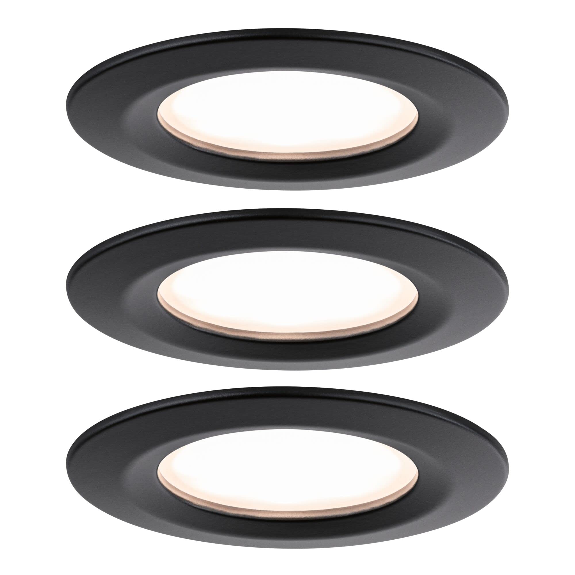 Paulmann 93081 Nova Plus LED recessed luminaire incl. Coin basic set rigid IP44 round 78mm 3x6W 230V dimmable 2700K black matt spot recessed spotlight