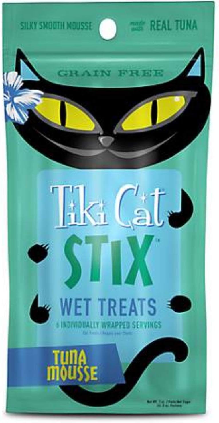 Tiki Cat Stix Grain Free Wet Mousse Treats for Cats Tuna 3ounce Pouches 12 Count