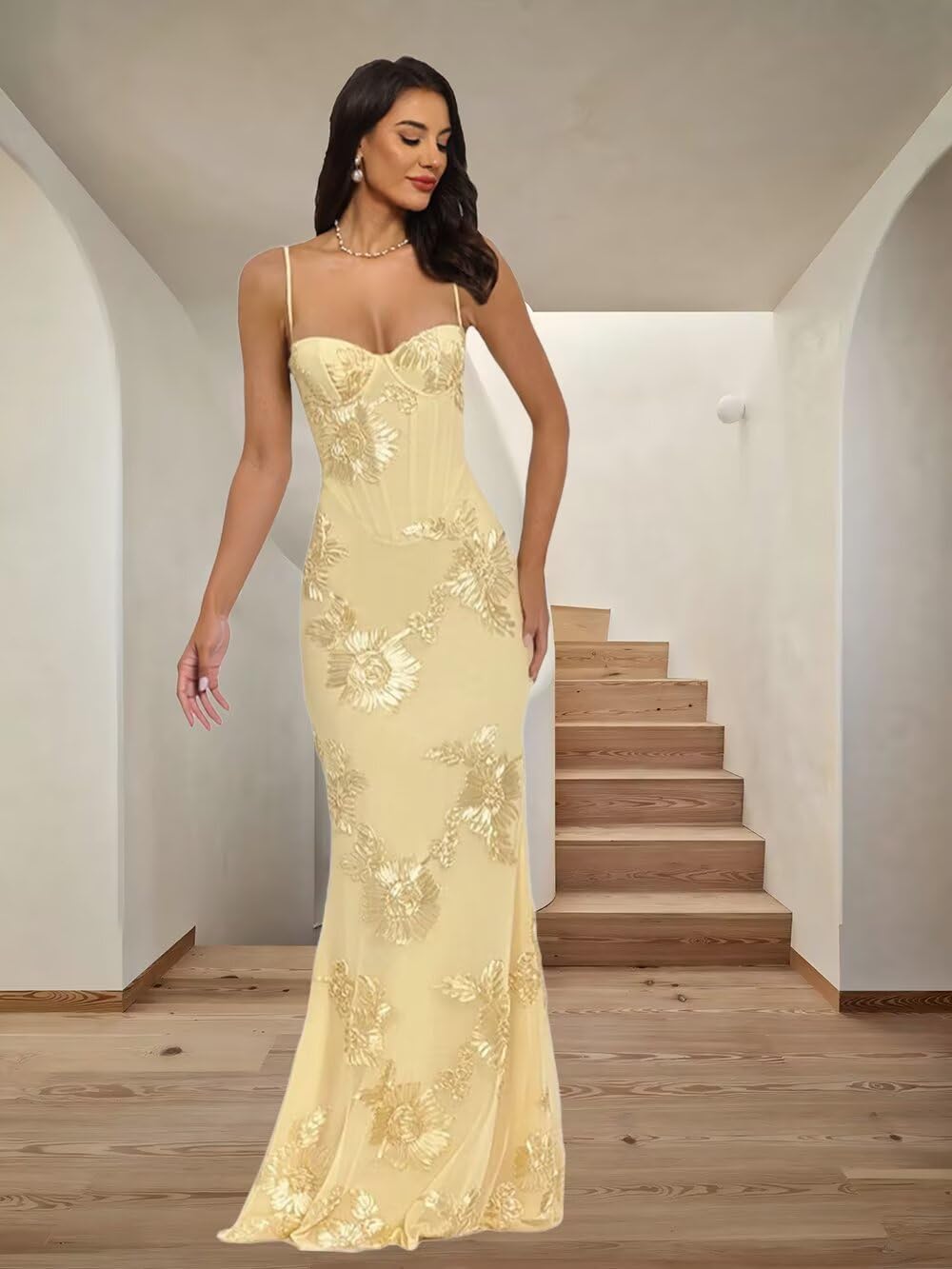 Laces Floral Tulle Prom Dress Spaghetti Strap Corset Formal Evening Gown Sweetheart Mermaid Bridesmaid Dresses