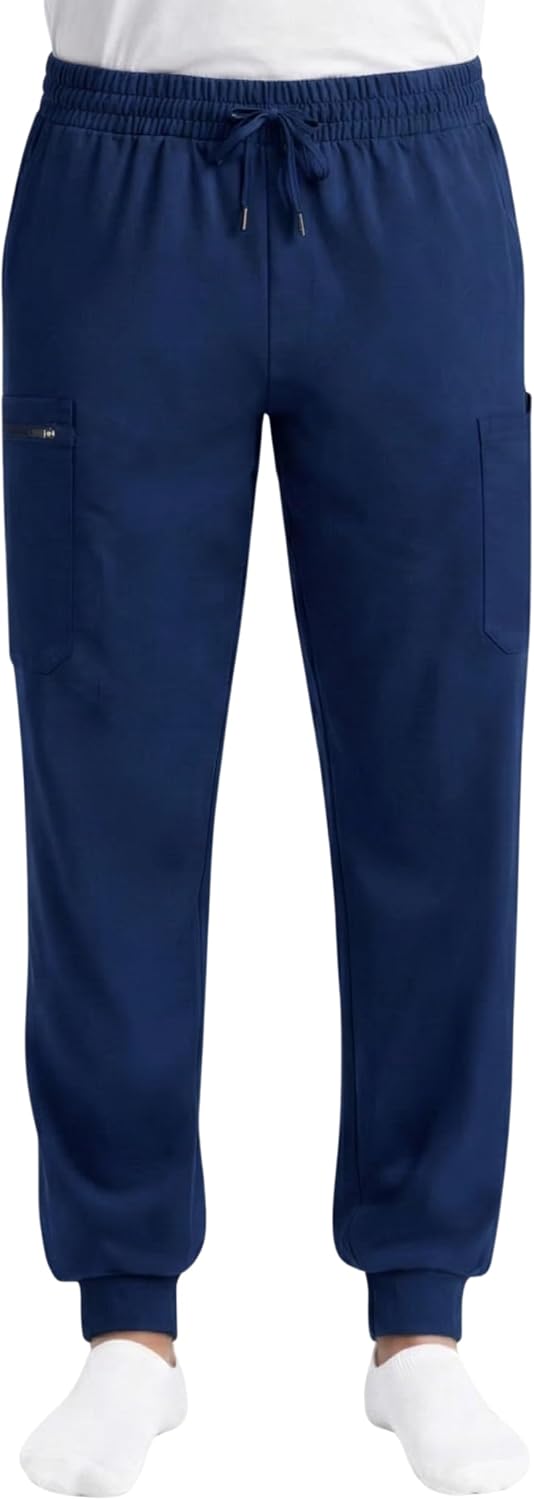 Just Love Men's Jogger Scrub Pants, 6-Pocket 4-Way Stretch Slim Fit Medical Uniform Bottoms with Drawstring