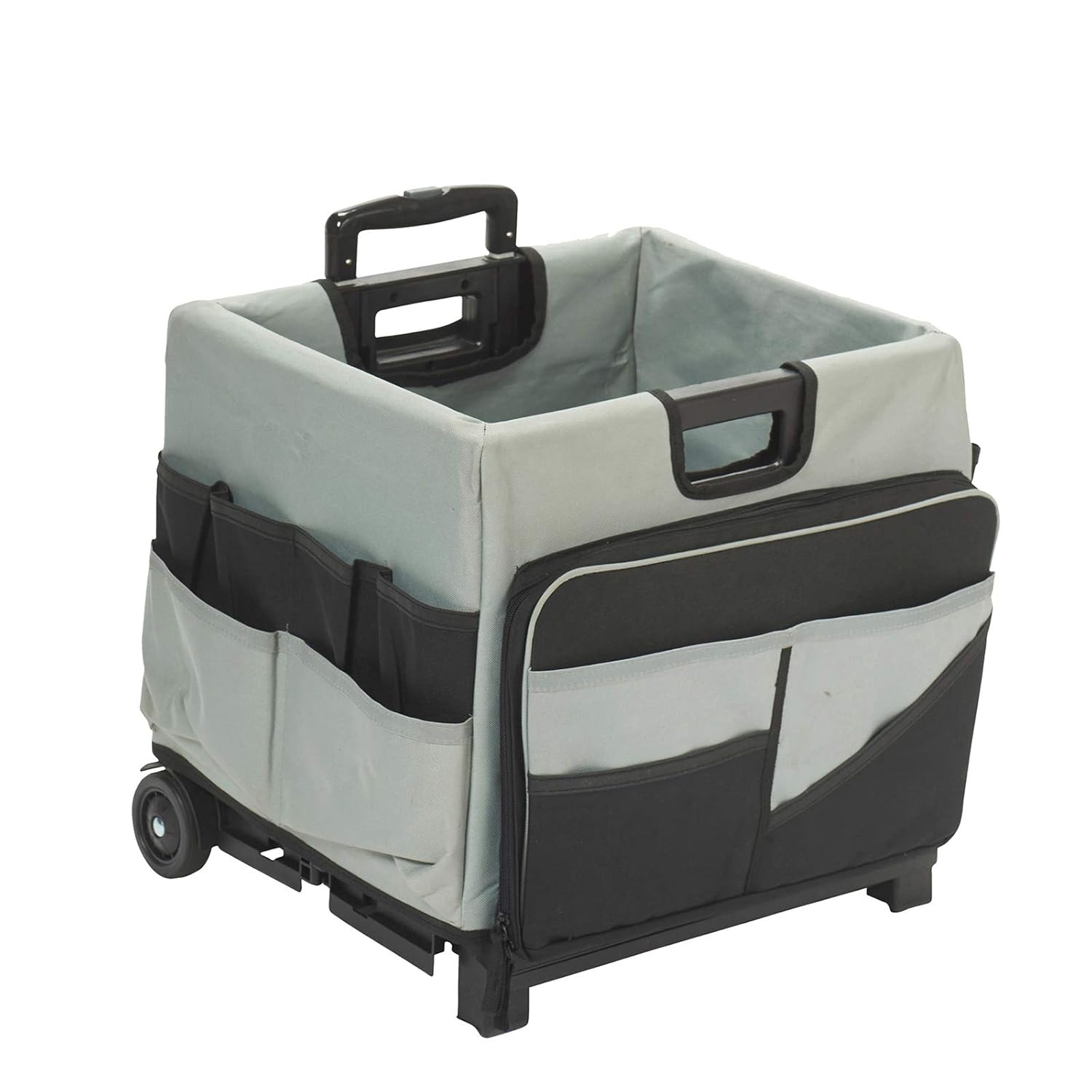 ECR4Kids Universal Rolling Cart with Canvas Organizer Bag, Mobile Storage, Black