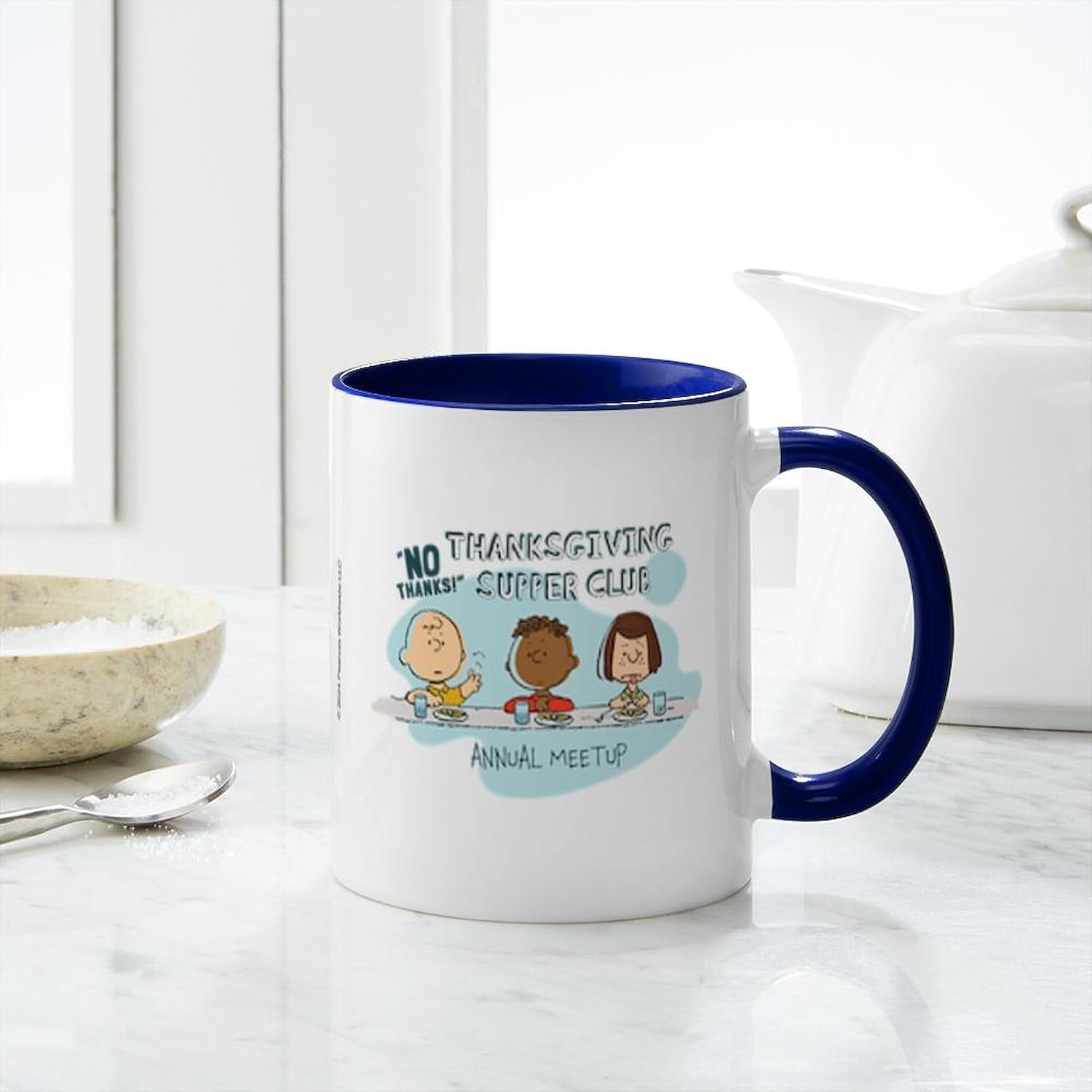 CafePress Peanuts Thanksgiving Supper Club 11 Oz Ceramic Mug 11 oz (325 ml) Ceramic Coffee Mug