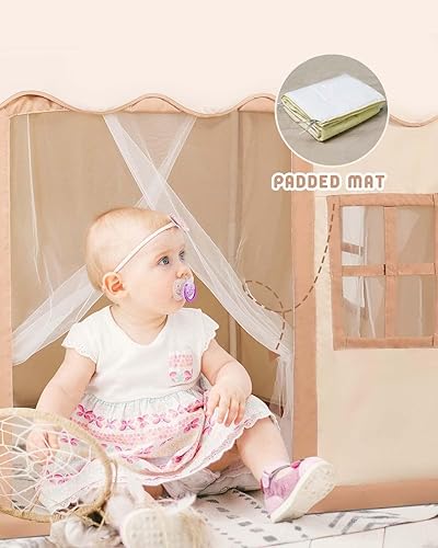 Miniatura 4 de Tienda de campaña grande con alfombrilla para niños pequeños y niños, tienda de campaña interior con luz de estrella y ventanas para niñas y niños