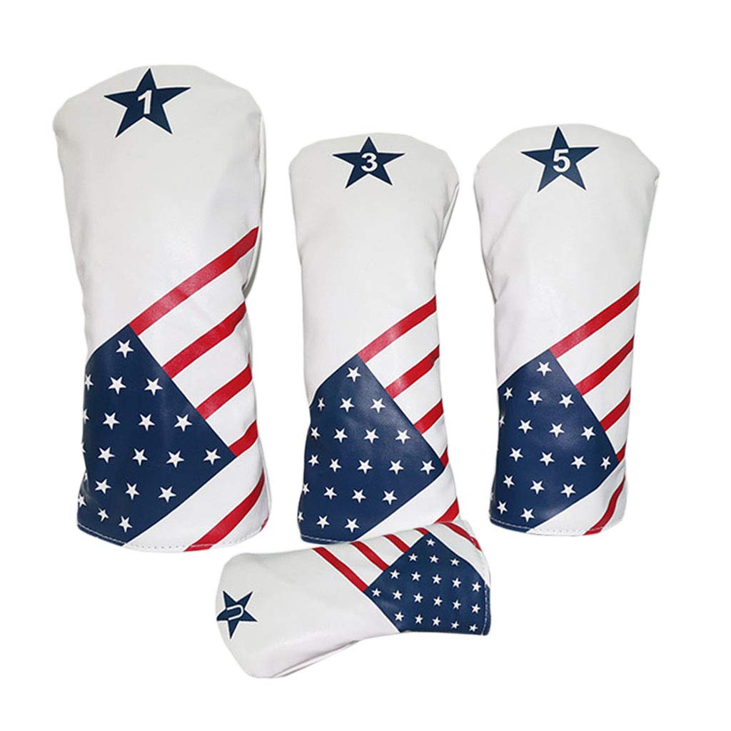 Perfeclan 4 Pièces/Ensemble Headcover Para Golf en PU -Bois Golf Hybride