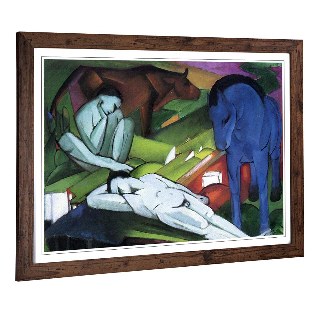 Big Box Art Framed Print of Franz Marc Shepherds Design | Wall Art Picture | Home Decor for Kitchen, Living, Dining Room, Lounge, Bedroom, Hallway, Office, Walnut, A2 / 24.5x18 Inch / 62x45cm