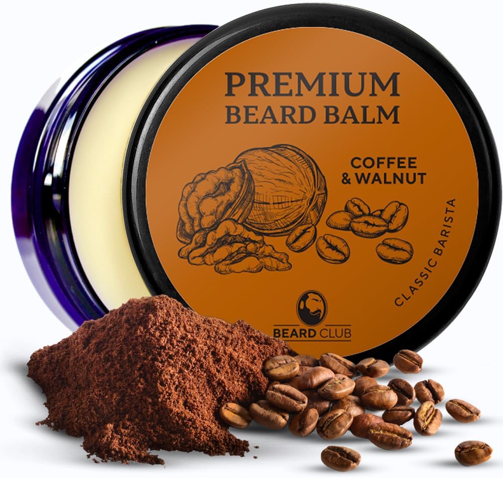 Beard Club Beard Balm for Men - Classic Barista (Coffee & Walnut) - Premium Beard Conditioner and Softener for Shaping and Styling, Prevents Itching and Flaking - Natural and Organic Beard Shaper Wax