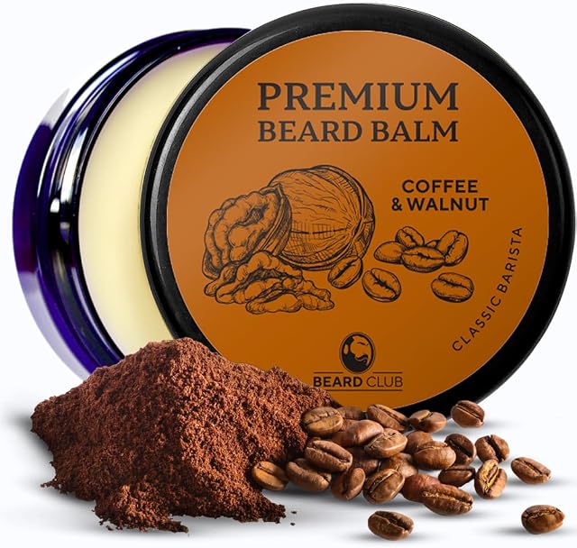 Beard Club Beard Balm for Men - Classic Barista (Coffee & Walnut) - Premium Beard Conditioner and Softener for Shaping and Styling, Prevents Itching and Flaking - Natural and Organic Beard Shaper Wax