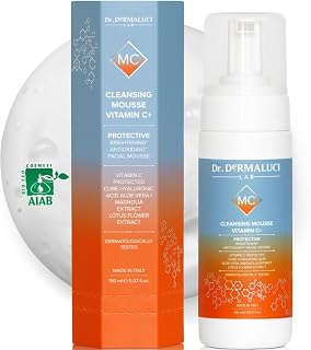 Mousse Facial Cleanser Vitamin C 150ml BIO | Sensitive Skin | Moisturizing, Brightening, Calms | With Hyaluronic Acid, Aloe Vera, Magnolia & Lotus Flower | AIAB Certified, Nickel Tested | Italy