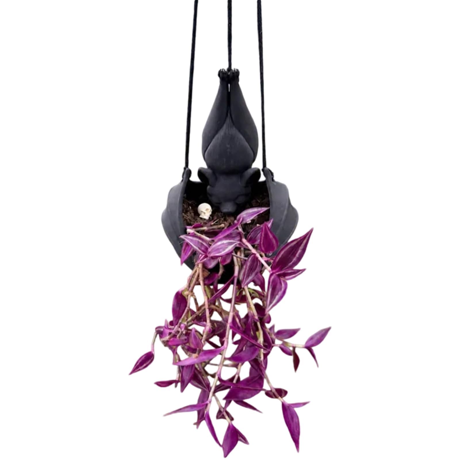 Gothic Bat Hanging Planter Set, Upside Down Bat Wall Plant Pot