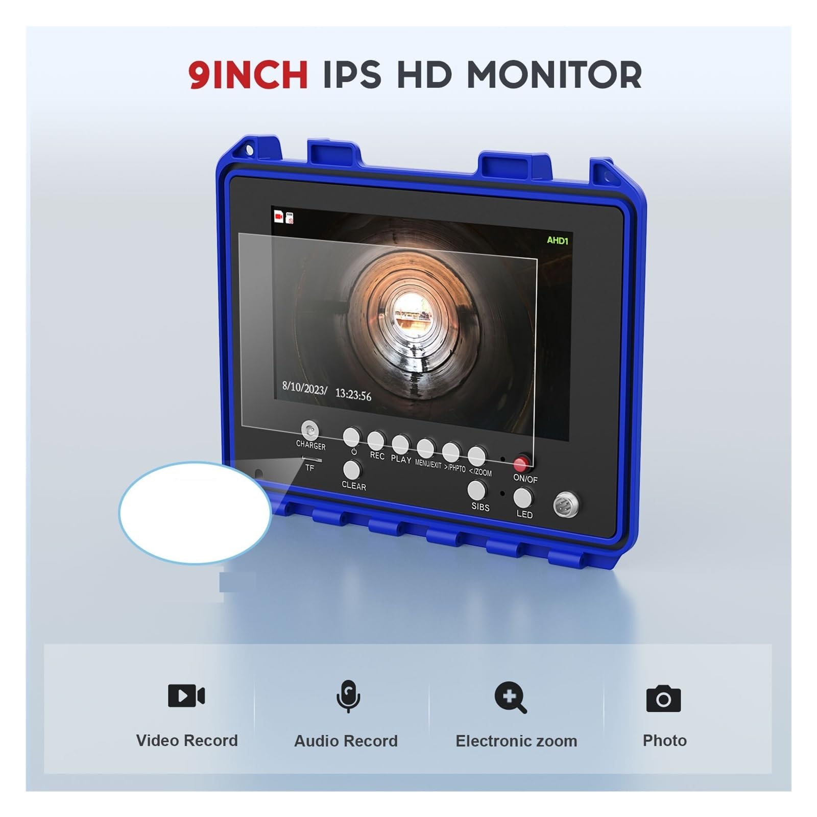 Kamera inspekcyjna odpływu 9'' DVR Kamera Inspekcyjna Do Rur Kanalizacyjnych Z Lokalizatorem 512HZ Licznik Mierników Samopoziomujący 1080P Rurociąg Odpływ Przemysłowy Endoskop(10m,Meter Counter NO 512