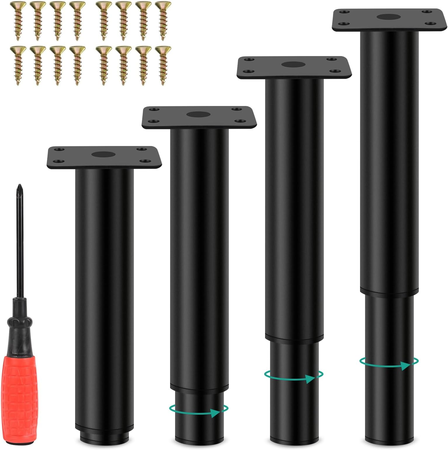 Lot De 4 Pieds De Support De Lit Réglables De 18 à 32 Cm, Pieds De