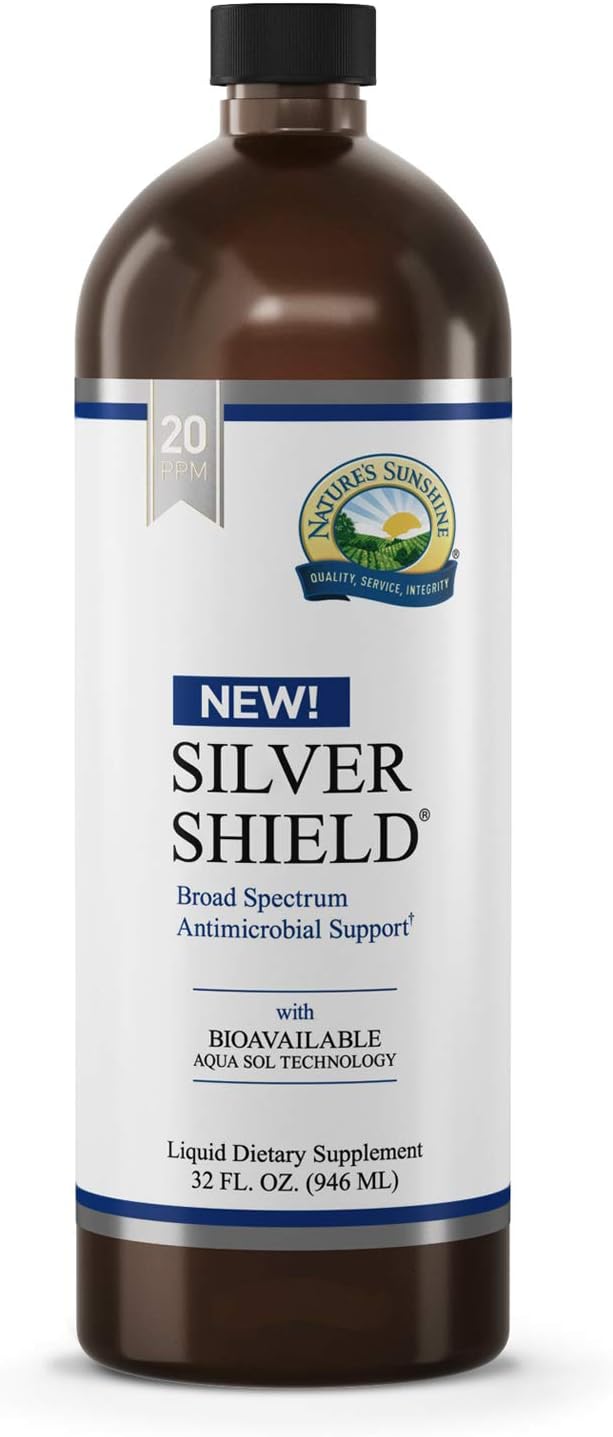 Nature's Sunshine Silver Shield Liquid, 32 Fl Oz | Colloidal Silver Liquid with Aqua Sol Technology Provides Immune Support and Protection Unflavored 32 Fl Oz (Pack of 1)