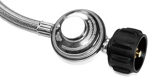 Miniatura 3 de DOZYANT Regulador universal de propano QCC1 de 15 pies de baja presión con manguera trenzada de acero inoxidable para la mayoría de parrillas de gas