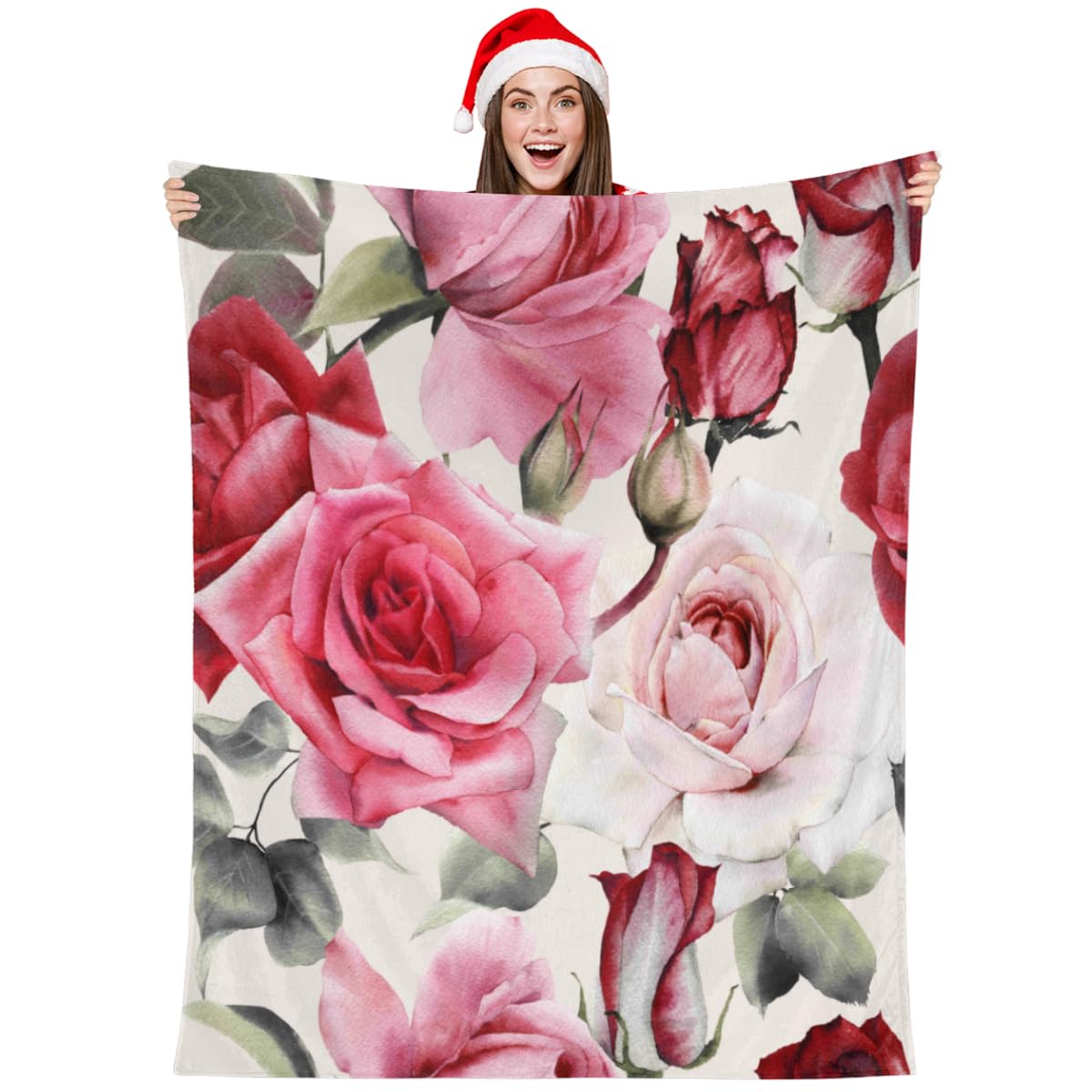 Perinsto Coperta in pile con fiori e farfalle, ultra morbida e calda