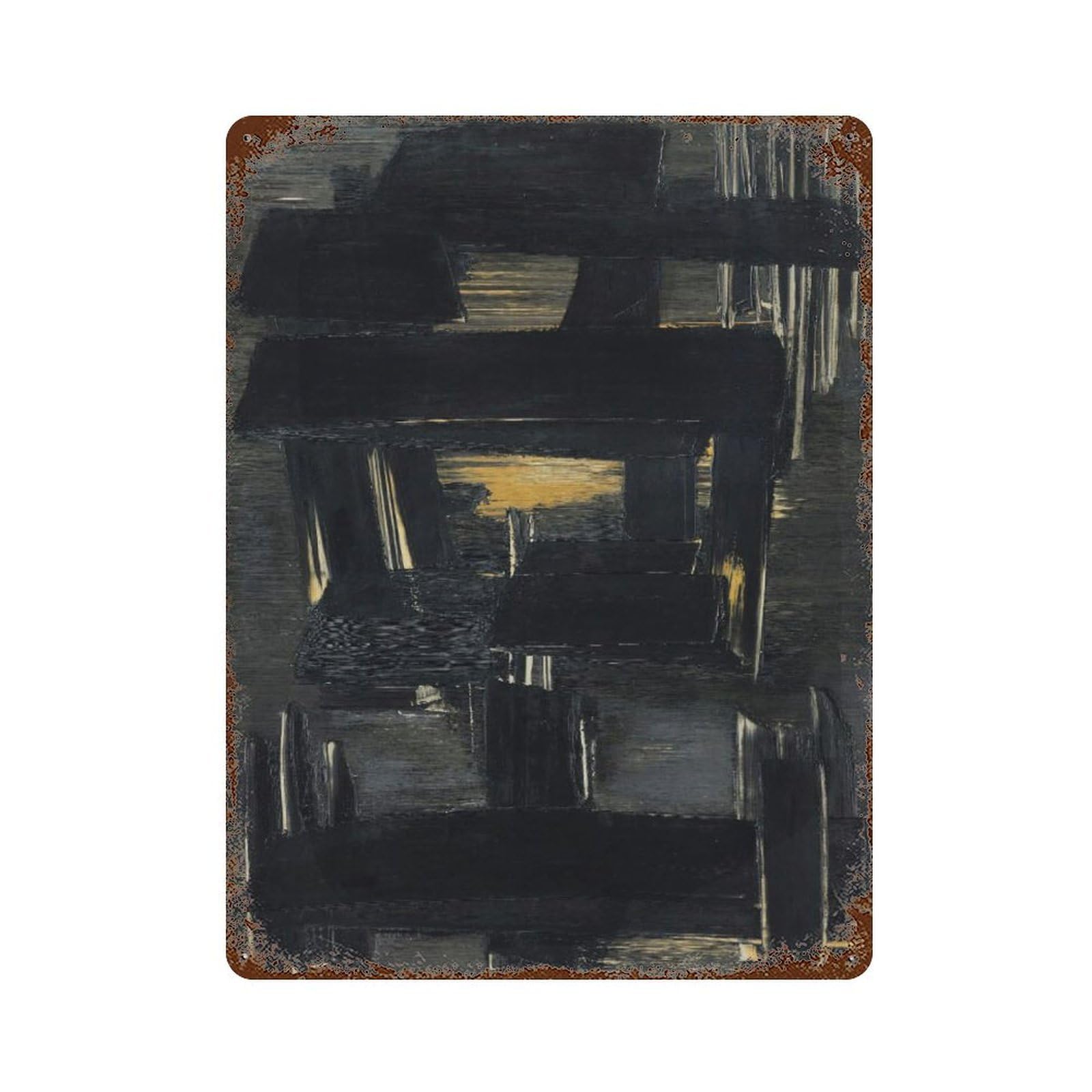 xiaoxiaoshen Pierre Soulages Black Abstract Modern Decor Wall Decor Art Metal Tin Poster Modern Home Decor Art Home Bar Shop Decorations Vintage Sign 40x30cm