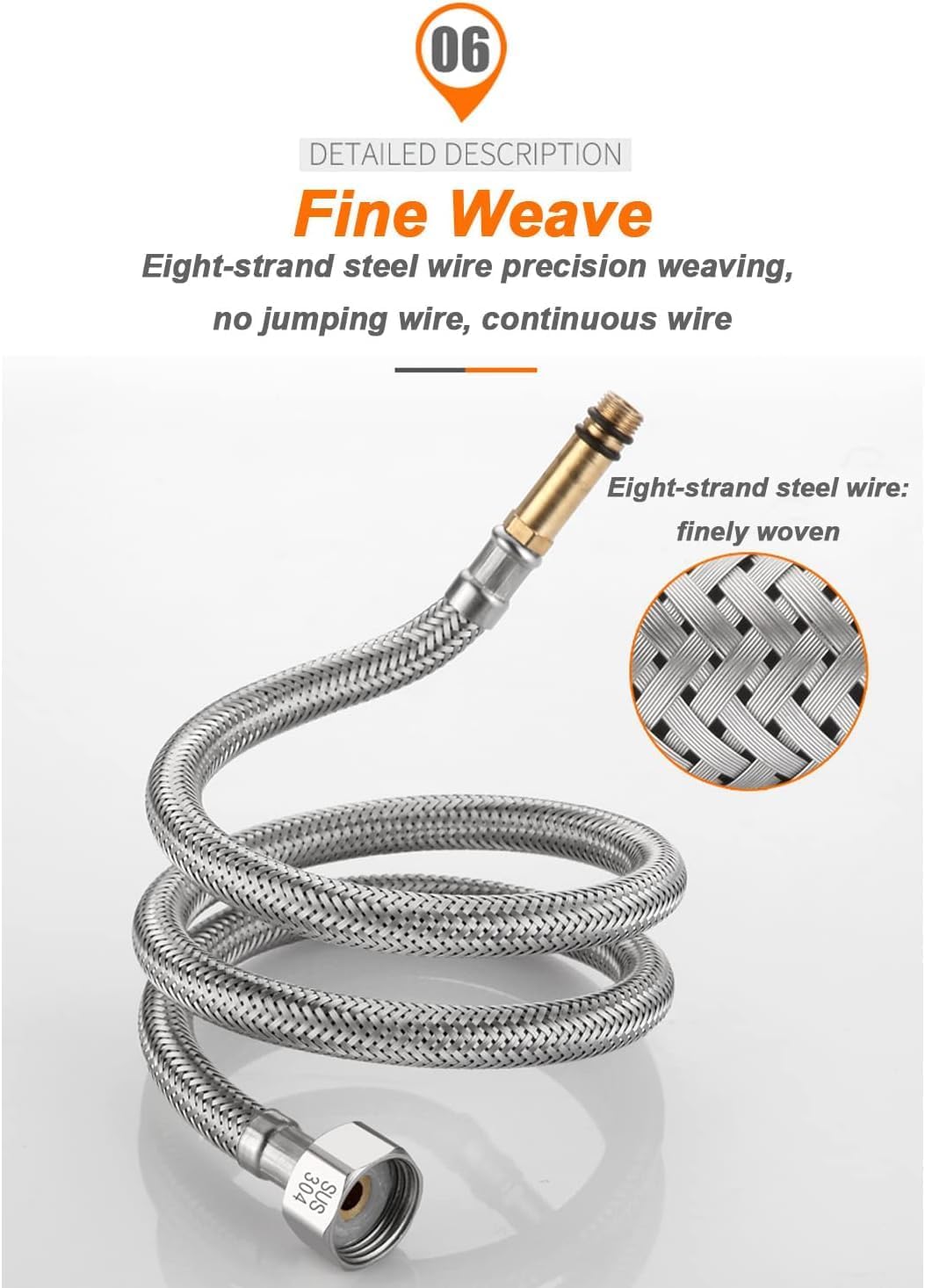 Tap Tails,2 Pack Flexible Tap Connectors Length, 304 Stainless Steel Hose Suitable for Bathroom, Kitchen and Basin(80cm)
