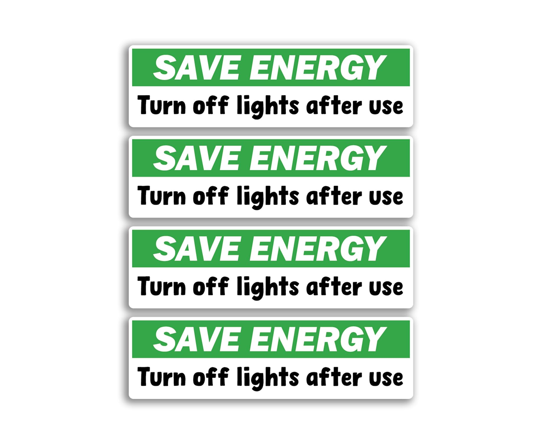 DV DESIGN 4 x Switch Warning Vinyl Stickers - Turn Off Lights Save Energy Plug School Workplace Home Kids Labels Sticker - Size 66mm x 19mm #81683