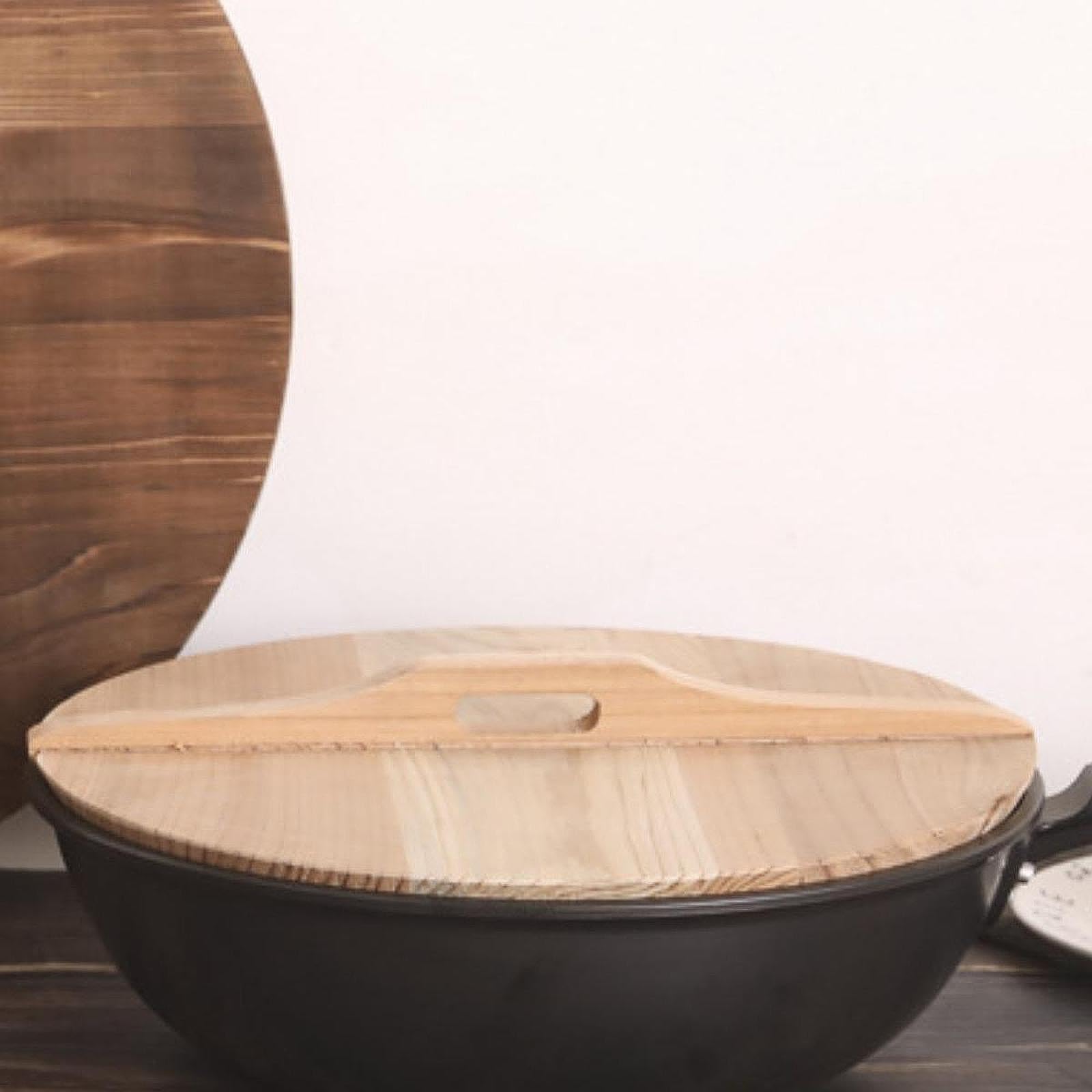 FytStycale Couvercle De Poêle En Bois Massif 22 Cm - Anti-Brûlure, Poignée Large, Couvercle Naturel Universel Pour Friture Et Cuisson