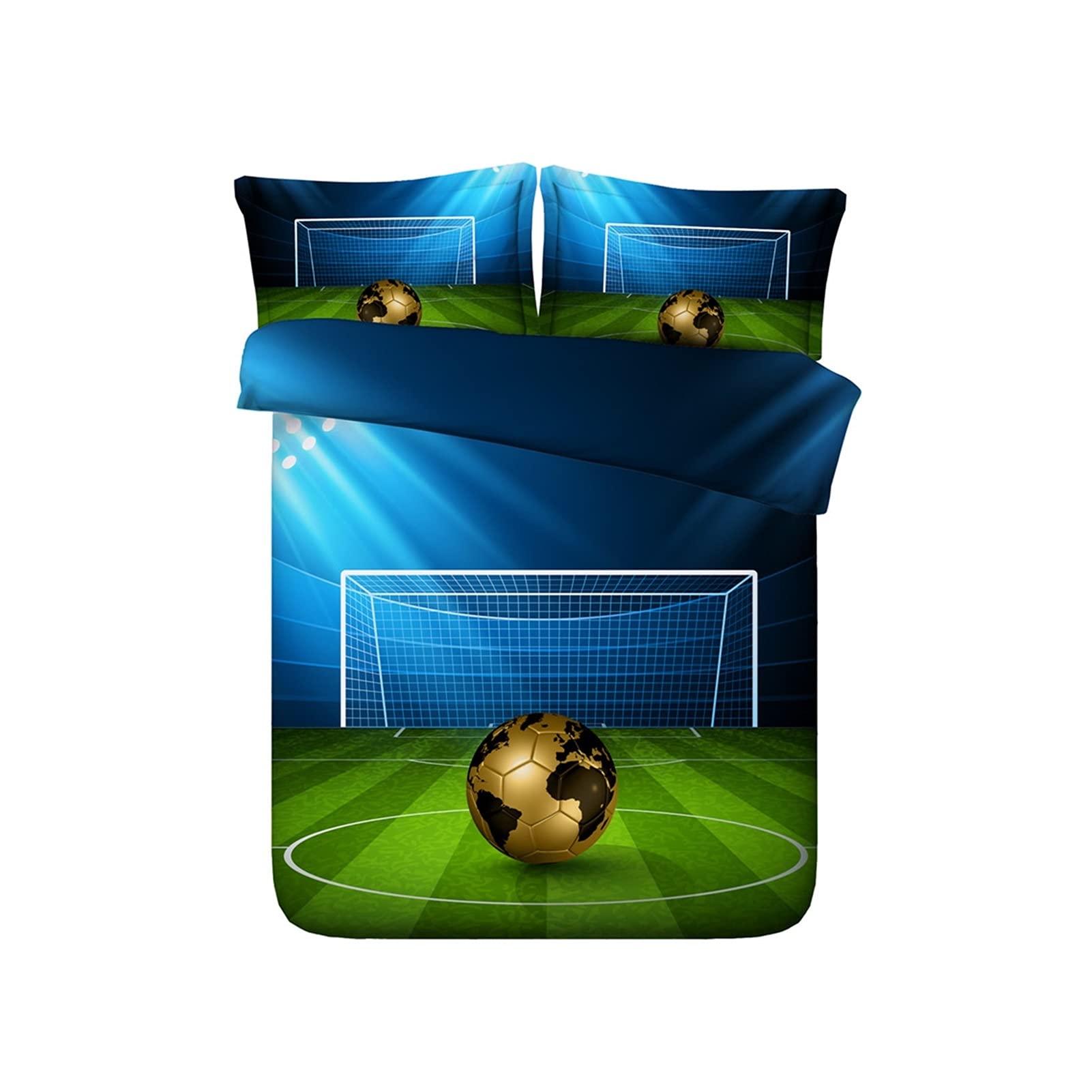 Linge de lit King size ballon de foot doré de qualité supérieure avec taies