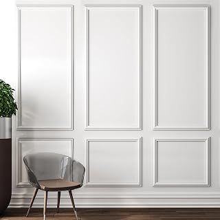 Pangda 3-Set Peel and Stick 3D Wall Molding Kit - Premade Wainscoting Panels for Easy Interior Decor (24x54in)