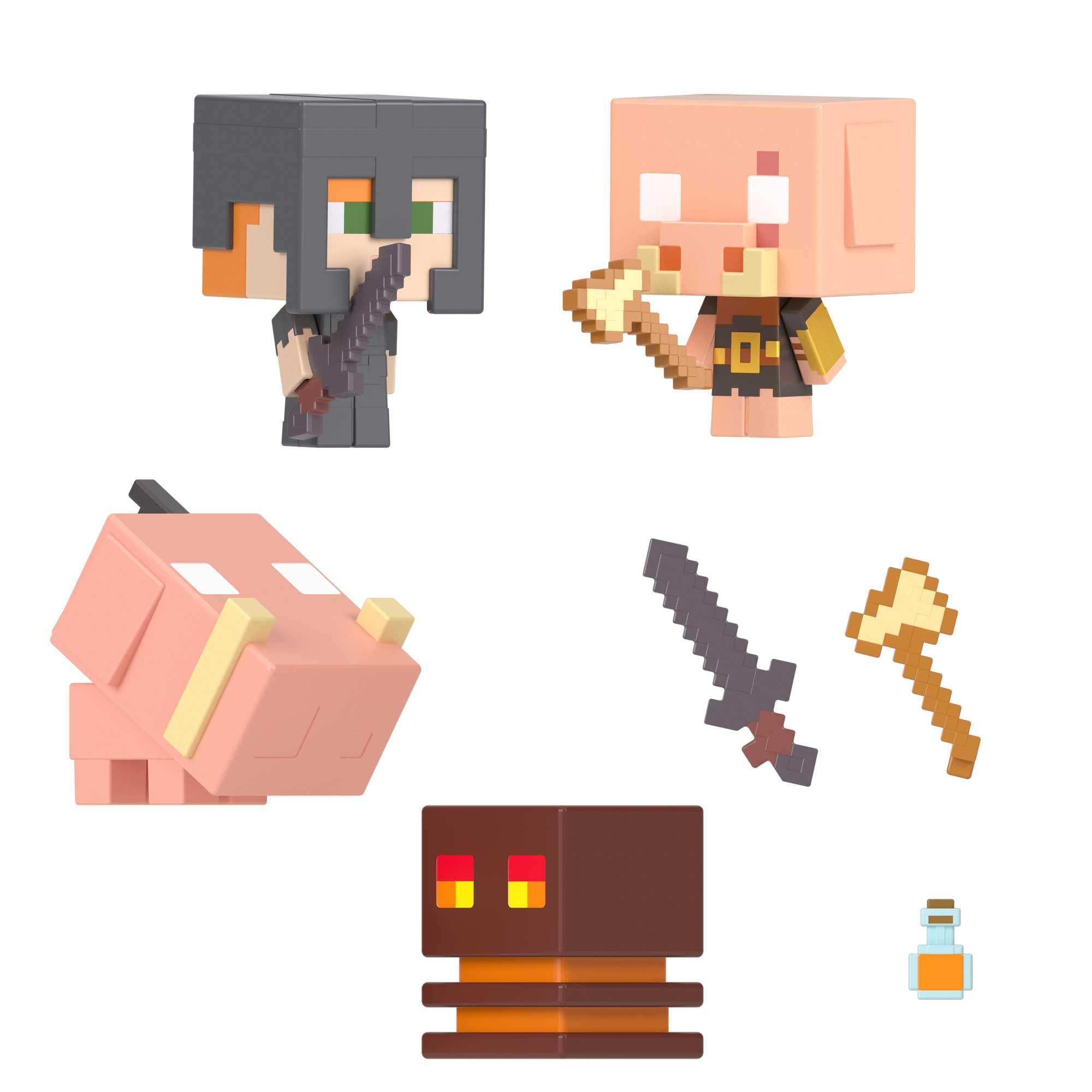 MINECRAFT Netherstory Pack - Mob Head Mini-Set mit 4 Figuren und