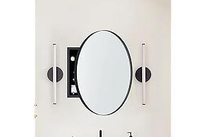 Black Round Surface Mount Medicine Cabinet with Mirror