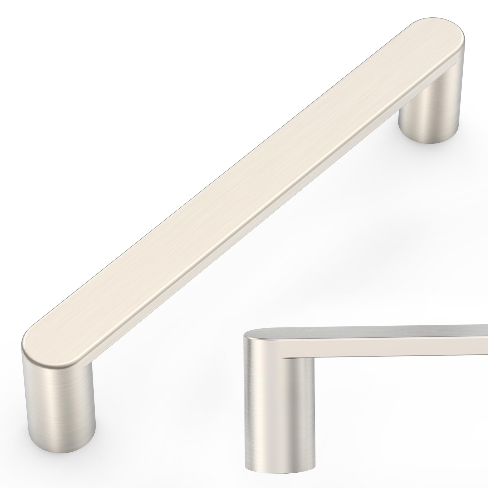 Amerdeco 10 Pack ZH0005BSN Brushed Satin Nickel 3.75 Inch(96mm) Hole Centers Kitchen Cabinet Pulls Hardware Modern Kitchen Handles for Cabinets