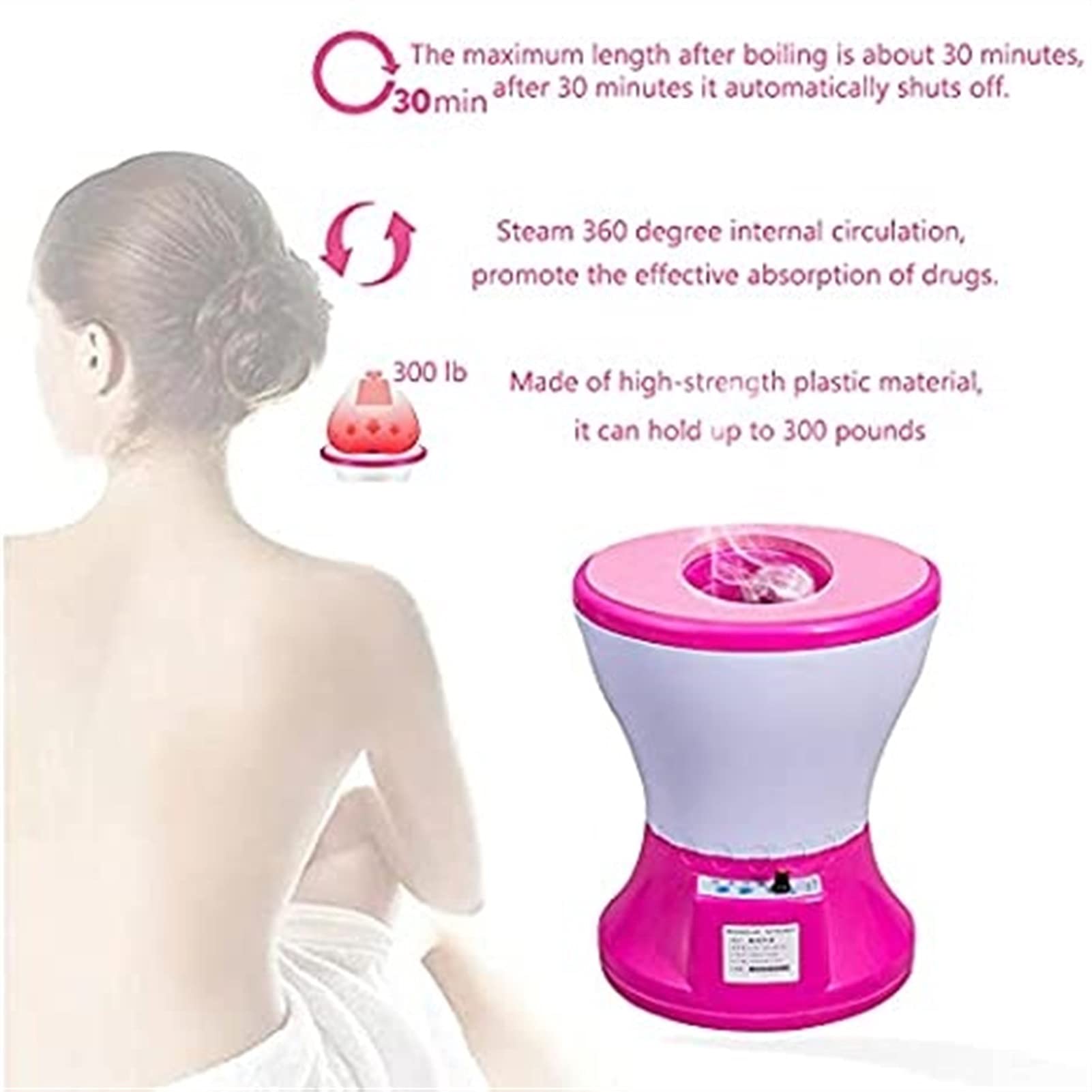 RSGK Asiento eléctrico de Vapor, Asiento de Vapor Vaginal para el Parto, Tratamiento de la menstruación Irregular, desintoxicación del Limpiador uterino, Alivio de la menopausia