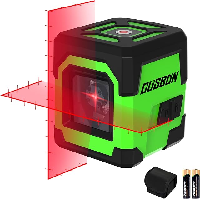 Laser Level with Markings ,CUSBON Red Beam Cross Line Laser Vertical & Horizontal Self Levelling Laser Level with Manual/Self-Leveling Mode(Bag and Batteries Included)