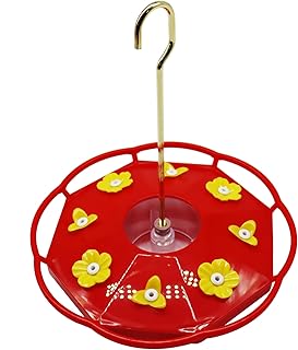 Hummingbird Feeder for Outdoors Hanging, Leak-Proof, Easy to Clean and Refill, Saucer Humming Feeder for Hummer Birds, Including Hanging Hook, with 5 Feeding Ports