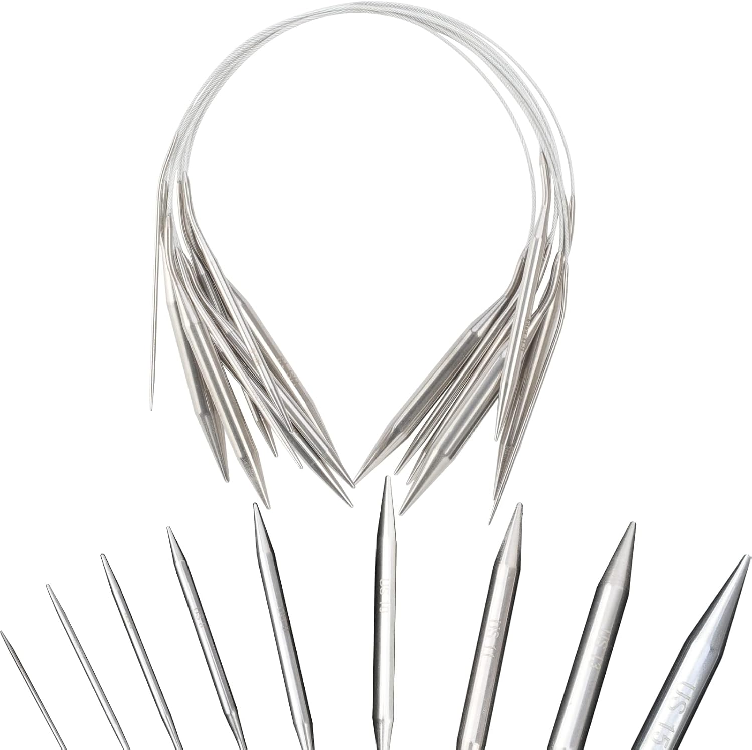 9 Pieces Size Marked US 015 Circular Knitting Needles