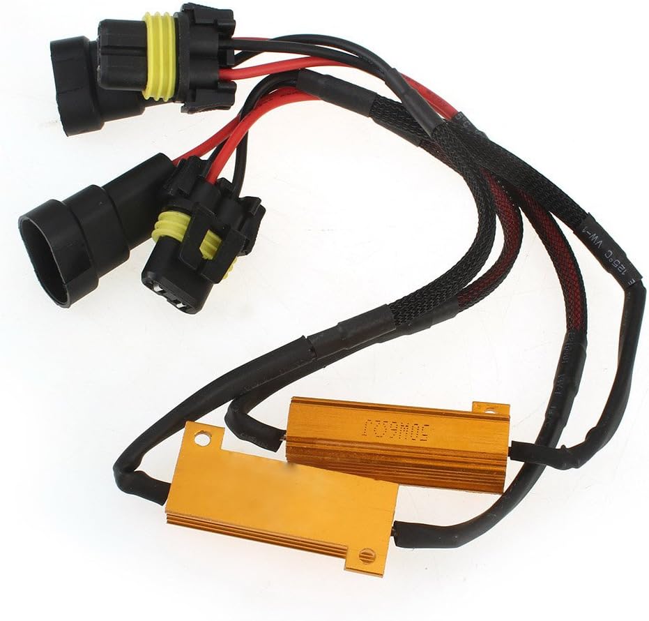 Atshark 2pcs H10 9005 9006 HB3 HB4 Load Resistor LED Xenon HID Headlight Turn Signal Light Fog light Anti-Flicker Warning Error Cancellor Capacitor 50W 6 Ohm (9005/9006)