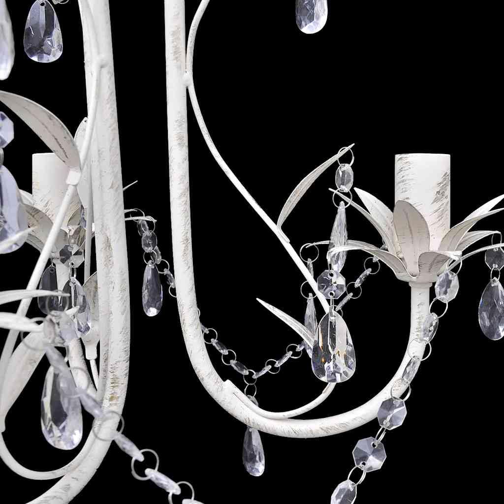 vidaXL Lámpara de Techo Colgante Araña de Cristal Elegante Blanco Iluminación