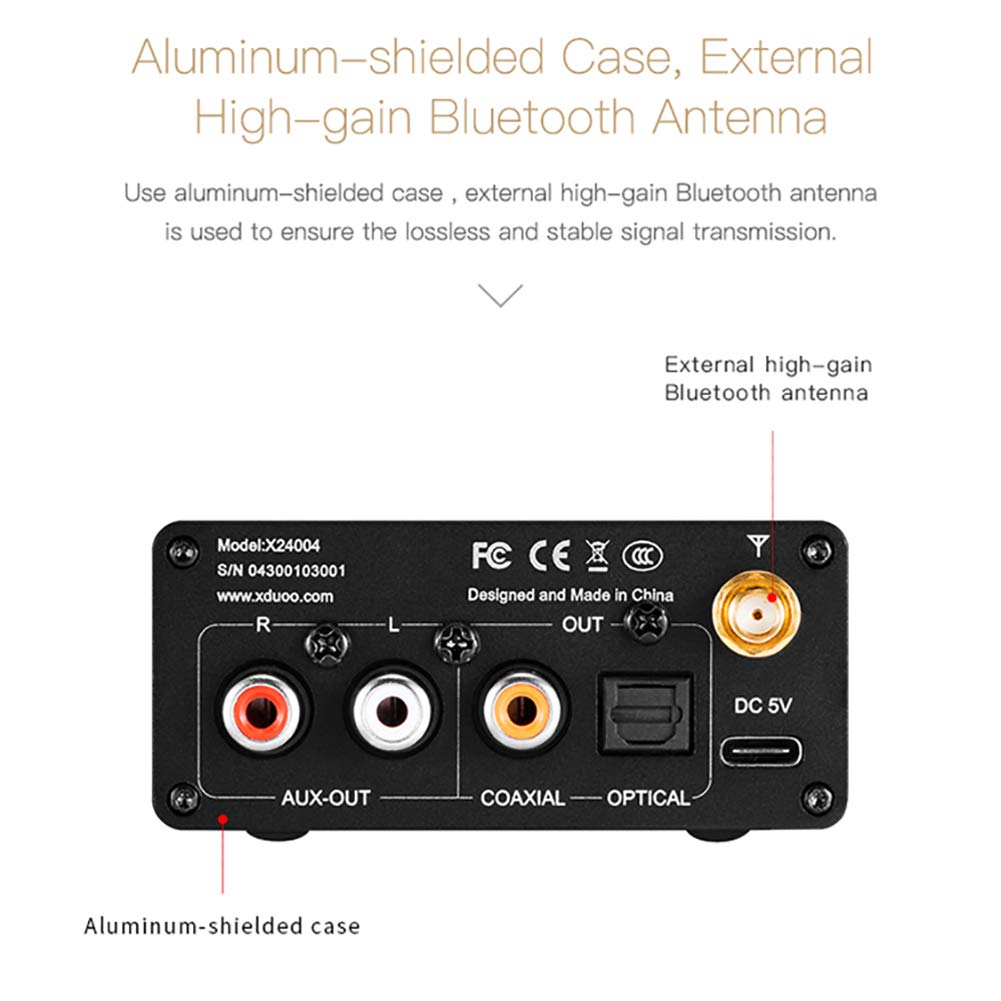 Decodificador de Audio, decodificador de Audio Bluetooth 5.0, con Pantalla OLED de 1,3 Pulgadas, convertidor Receptor decodificador CS8406 ES9018K2M, Compatible con USB DAC AptX/SB