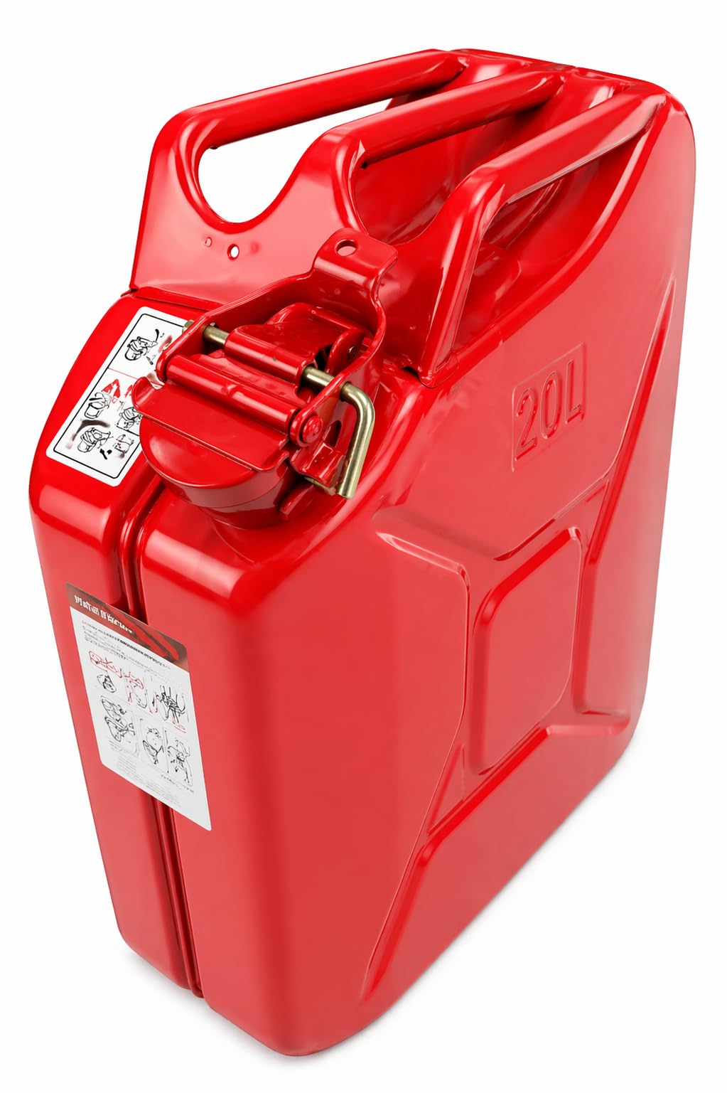 Metall Benzinkanister 20L Rot – stabiler Kraftstoffkanister für Benzin & Diesel, sicherer Reservekanister mit robustem Verschluss für Auto, Werkstatt & Outdoor