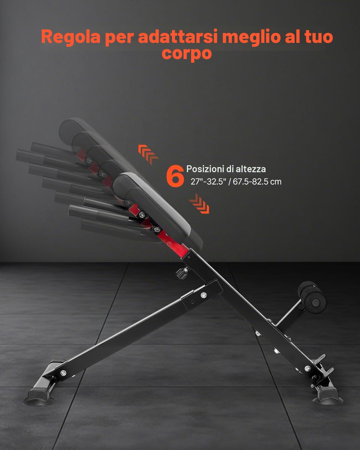 VEVOR Sedia romana per iperestensione e panca per pesi, design regolabile e pieghevole per allenamento completo del corpo, mira a glutei, muscoli posteriori della coscia, schiena, core e addominali.