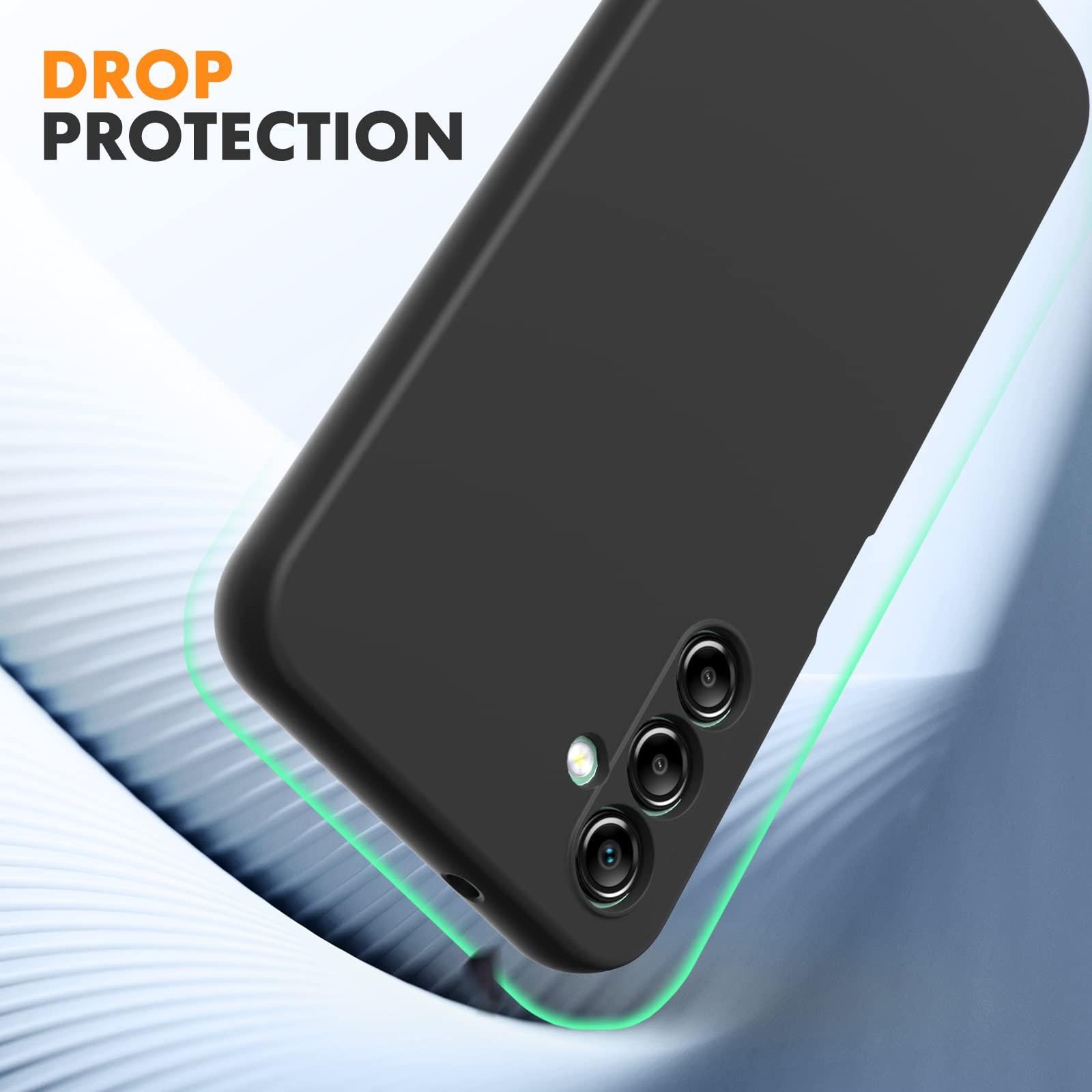 Vansdon Cover Compatibile con Samsung Galaxy A14 4G/5G, 2 Pellicola Protettiva in Vetro Temperato, Gomma Gel di Silicone Liquida Antiurto Custodia - Nero
