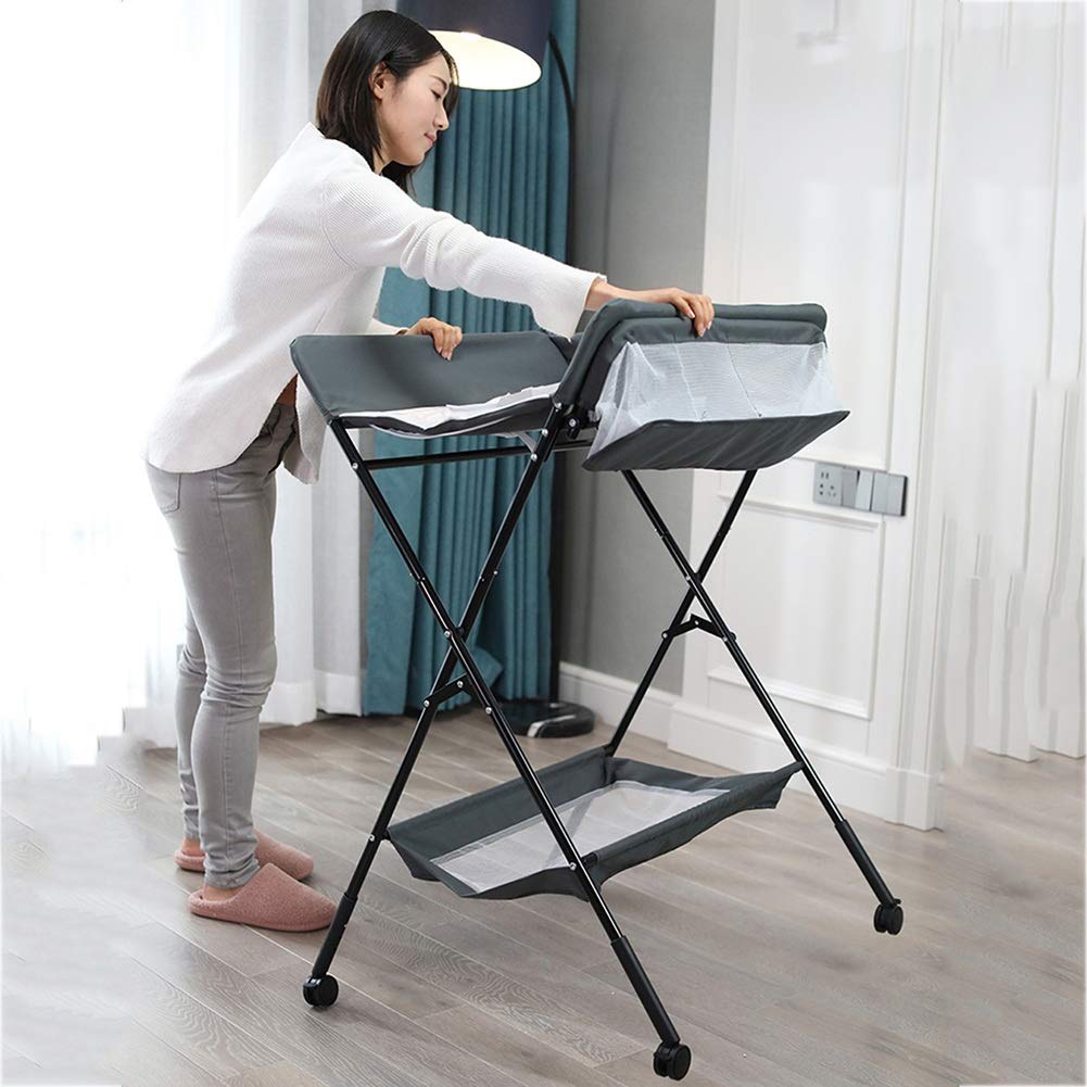 FAXIOAWA Comò per Neonati, fasciatoio per Neonati - Dispone di portasciugamani - Grigio - 75x65x88 cm