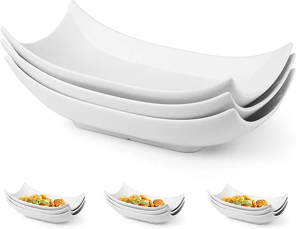 LAUCHUH Decorative Bowl Serving Platter White Serving Dishes Decorative Centerpiece Deep Serving Bowl Serving Dishes and Platters 12-Inch Set of 3 for Thanksgiving, Christmas, Party