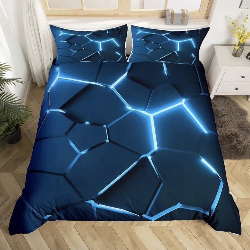 Housse de couette 240 x 260 haut de gamme en microfibre 110g/㎡ relief nid d’abeille chic