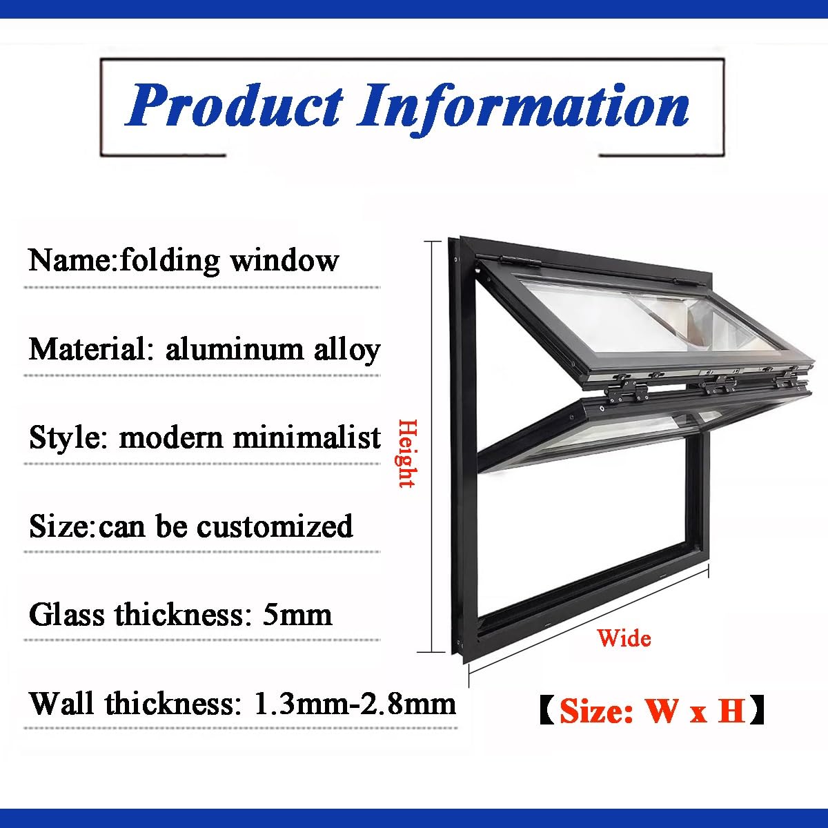 Finestra di servizio mobile per catering, impermeabile, nera, con funzione di serratura, per camion alimentari ed eventi all'aperto (50 x 110 cm)