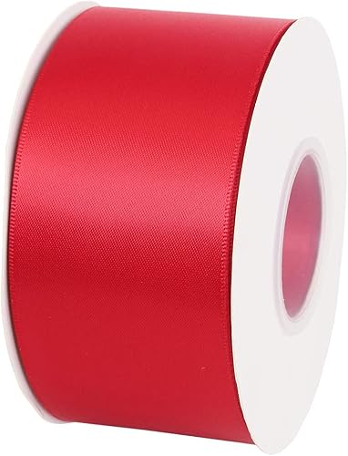 Miniatura 4 de Ribbonitlux Cinta de satén de doble cara de 2 pulgadas de ancho, 25 yardas (260-rojo oscuro), juego para envolver regalos, decoración de fiestas,