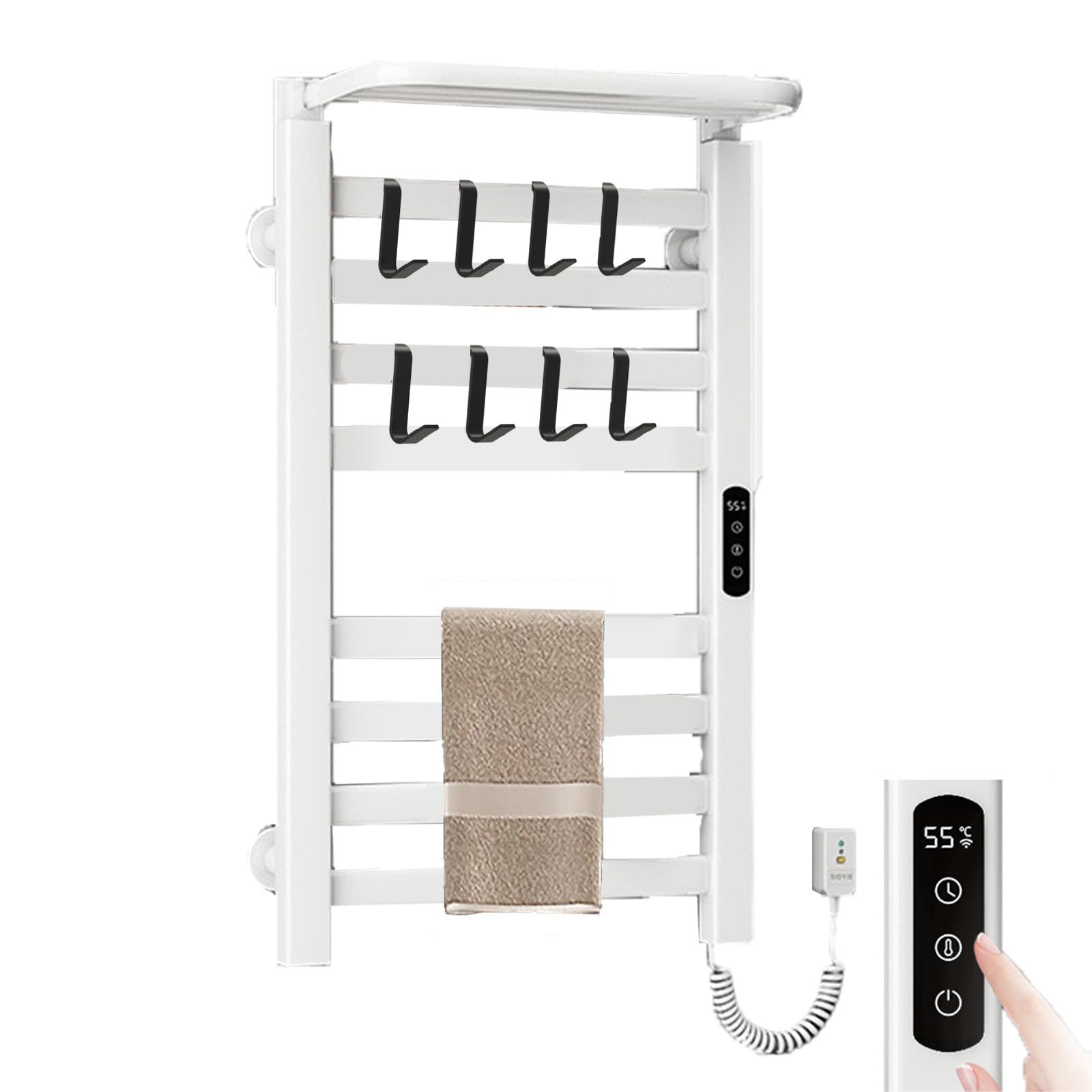 【ヒーター付き】電気加熱式タオルラック　ツール付き収納バー【乾燥・清潔】 Amazon.co.jp: 200W タオルウォーマー 電気加熱タオルラック 8バー